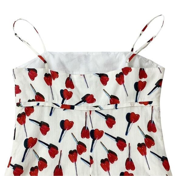 RACHEL ANTONOFF Size 6 Gwen Dress Lollipop Spaghetti Strap Mini Red Hearts - Picture 9 of 12